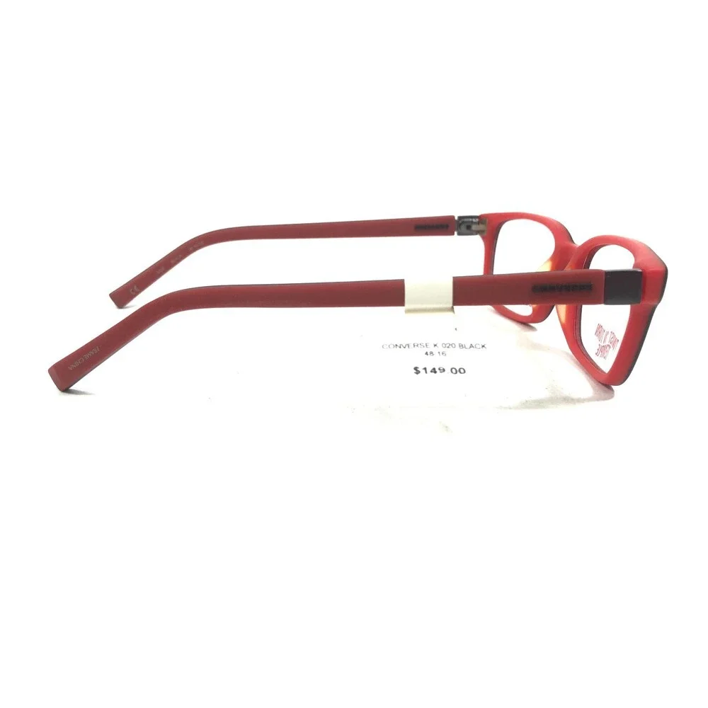 Converse Kids Eyeglasses Frames K020 BLACK Red Square Full Rim 48-16-130